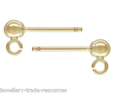 14ct Gold Filled Earring Ear Post 3mm Bead & Ring Studs • £4.19