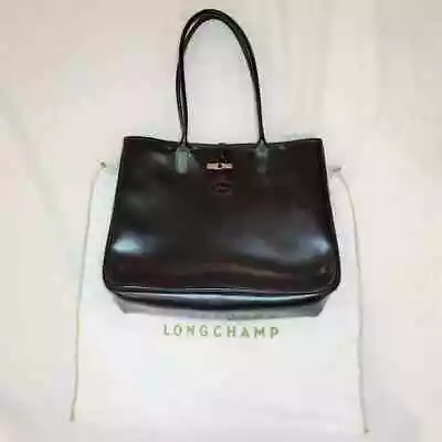 Longchamp Black Roseau Leather Tote Bag • $224.98
