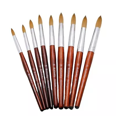 Wood Acrylic Kolinsky Nail Brushes Sizes 8-24 Nail Art Brush SHIPS FROM USA • $8.58