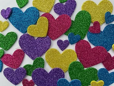 Glitter Foam Hearts Children Craft Shape Stickers Kids Self Adhesive Uk Seller • £1.95