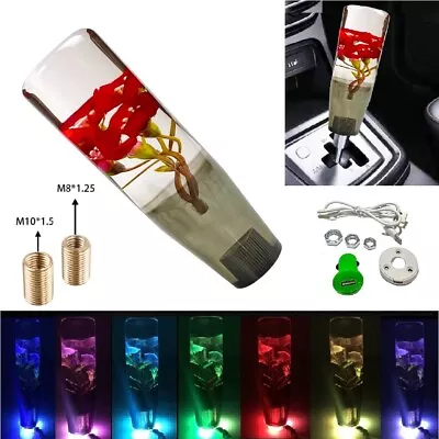 VIP JDM LED Light RGB Real Flowers Manual Car Gear Shift Knob Lever Shifter 15CM • $28.88