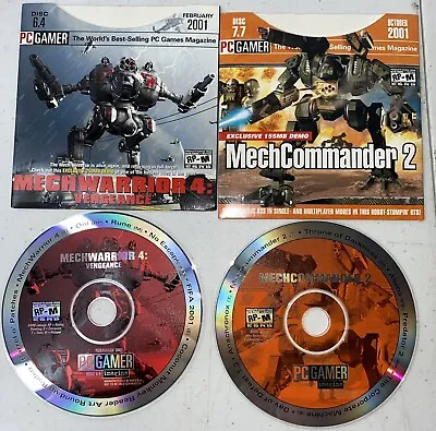 PC Gamer Magazine CD ROM Demo Disc Lot/2 Mechwarrior 4 Vengeance Mechcommander 2 • $8