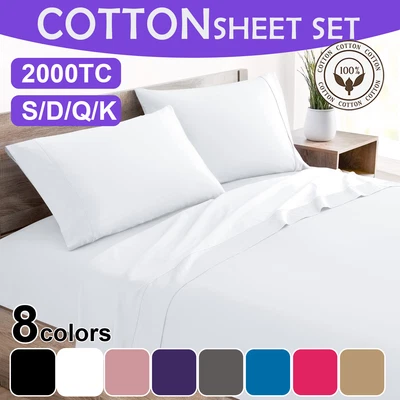 $37.99 • Buy 2000TC 100% Supreme Egyptian Cotton Sheet Set All Size King Single/Queen/King/SB