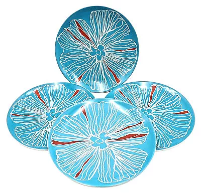 IKEA Salad Plate Bullra Set Of 4 Blue Hibiscus Flower Replacement Retired 8  • $24.70