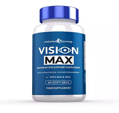 Vision Max - Natural Eye Supplement With Lutein Fish Oil Bilberry & Zeaxanthin • £14.95