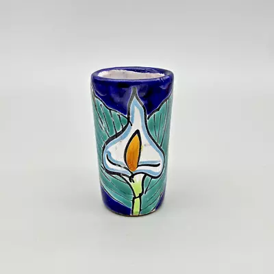 Talavera Calla Lily Mexican Pottery Terra Cotta Shot Glass Toothpick Holder • $13.97