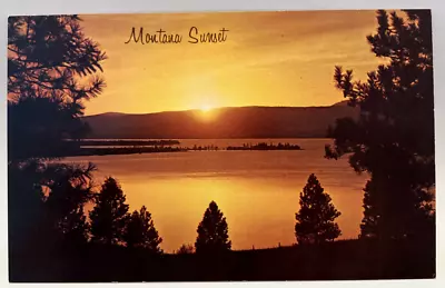 Montana Sunset Across Beautiful Lake MT Vintage Chrome Postcard • $3.25