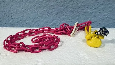 Vintage 1980s Plastic Bell Charm Yellow Phone With Hot Pink 80's Necklace • $22.49