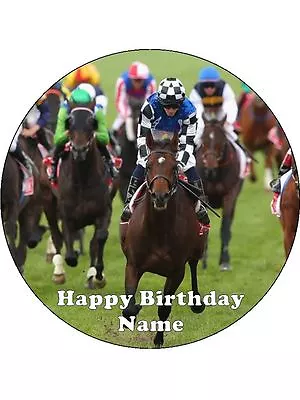 Horse Racing Cake Topper Edible Birthday Cake Decoration • £9.89