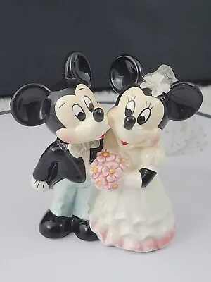 Disney Mickey & Minnie Mouse Wedding Bride And Groom Porcelain Cake Topper • $19