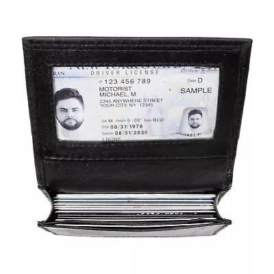 100% Genuine Leather Men Business Mini Wallet Card CaseID WindowCard Holder • $10.98