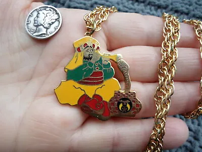 Vintage MASONIC - SHRINERS - Snake Charmer - Enamel PENDANT NECKLACE - Rare  • $24.85