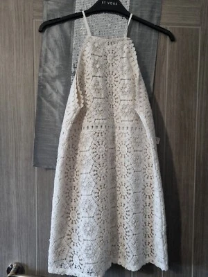 £5.99 • Buy Ladies Zara Ivory Lace Halterneck Dress Size Medium Appx 12