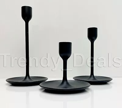 SET Of 3 - Ikea FULLTALIG Candlestick Candle Holder Metal Black - NEW • $39.99