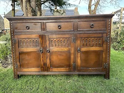 Antique Style Jaycee Oak Sideboard Cupboard Jacobean Style • £395