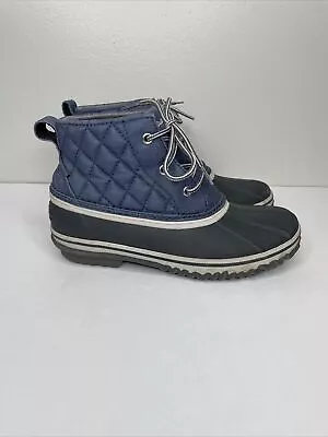 Eddie Bauer Hunt Pack Womens Mid Blue Duck Rain Boots Size US 7 EUR 37.5 UK 4.5 • $39.99