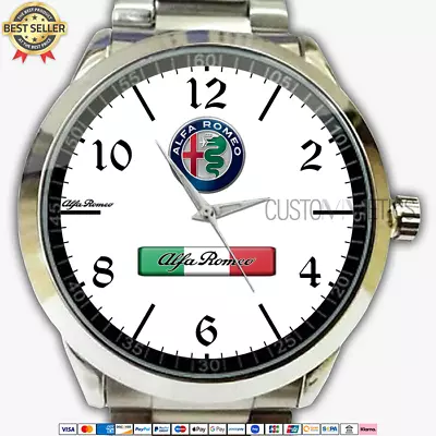 $25.90 • Buy Alfa Romeo Italian Flag Emblem Quartz Watch Stainless Steel Wristwatches AR004