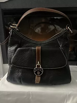 Dooney & Bourke Samba Black Pebbled Leather Logo Lock Hobo Shoulder Bag • $68