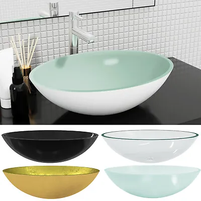 Glass Counter Top Basin Bathroom Sink Oval Wash Bowl • £64.95