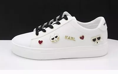 Karl Lagerfeld Paris Womens Cate Pins Cute Logo Charm White Sneakers Size 6 • $89.99