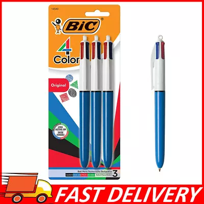 BIC 4-Color Ball Pen Medium Point (1.0mm) Refillable Assorted Ink 3-Count • $11.70