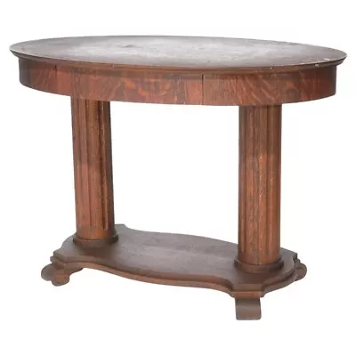 Antique Arts & Crafts Oval Oak Library Table Circa 1910 • $960