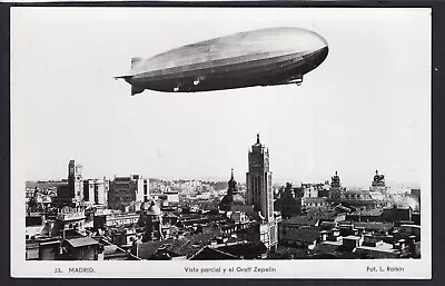 C1930/s Rppc Graf Zeppelin Over Madrid • £2.20