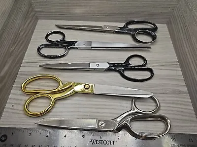 Mixed Lot Of 5 Vintage Metal Scissors 3 USA Made Clauss Dura Chrome Vebros  • $60