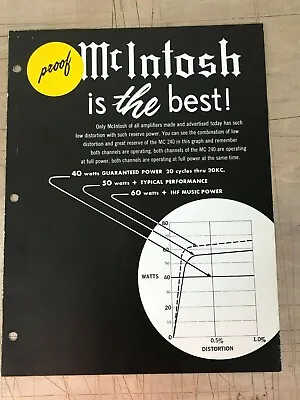 Vintage 1960's McIntosh MC 240 MC 275 MC 40 MC 75 Marketing Brochure  • $29.95