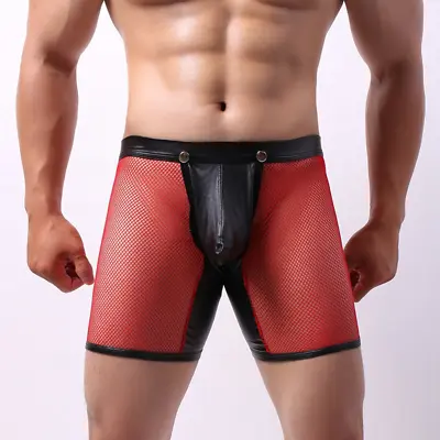 Fish Net Mesh Men Underwear Shorts Lingerie Boxer Splice Crotchless Underpants • $14.71