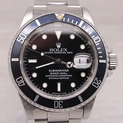 Vintage 1991 Rolex Submariner 16610 Mens 40mm Steel Divers Watch W Box Hang Tag • $8499.99