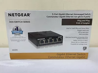 Netgear GS305 300PAS 4 Port Gigabit Ethernet Unmanaged Switch NEW SEALED • $20