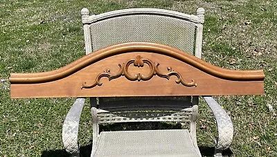 Antique Solid Walnut Arched Pediment 48.5  Carved Header Topper Crown Splash S • $145