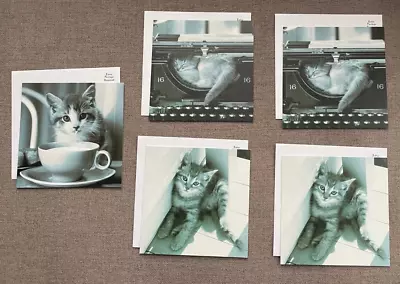 NEW Set 5 Black White Cat Kitty Kitten Note Cards Typewriter Coffee • $7.99