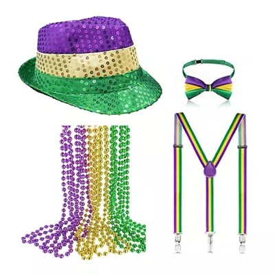 Mardi Gras Costume Set Jazzs Hat Carnival Party Celebration Gathering Decoration • £13.76