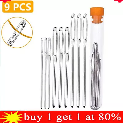 UK 9x Large Eye Needle Set For Knitting Hand Sewing Crocheting Darning Hook Set • £2.70