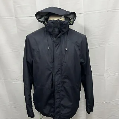 Land’s End Men’s Rain Jacket Coat Black Hooded Pockets Lined Full Zip M 32-34 • $29