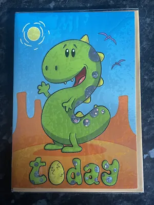 Age 2 Male Birthday Card 2nd Green Happy Nmber 2 Dinosaur • £2.50