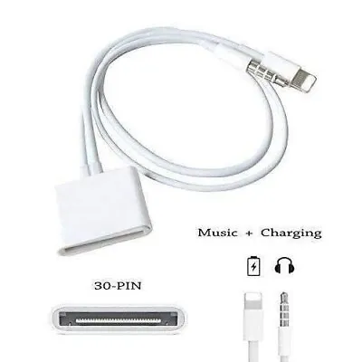 8Pin / Aux To 30Pin Dock Converter Adapter Cable For IPhone 5 6 7 X XR XS 11 Pro • £9.99