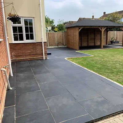 Black Limestone Paving Patio Slabs | 900 X 600 | 17.88m2 | VIDEOS + SAMPLES  • £2.50