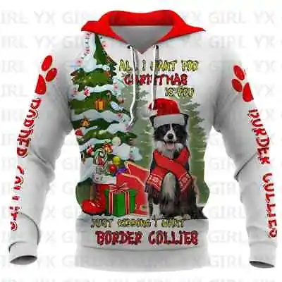 Border Collie Novelty Christmas Hoody Pullover Top Jumper Mens Womens Dog Xmas • £29.75