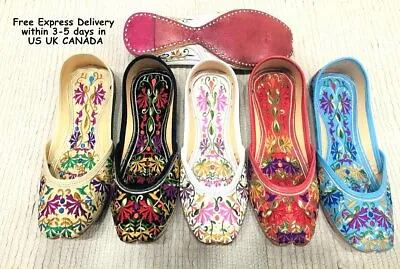 Us 6 To 10 Womens Khussa Shoes Punjabi Juttis Flat Ballet Mojari  Sandal Dd223 • $44