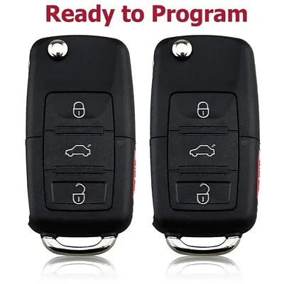 $24.50 • Buy 2x Flip Remote Key Fob 3+1 Button 315MHz ID48 Chip For Volkswagen 1K0 959 753 H