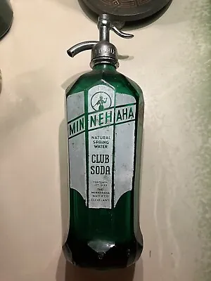 Vintage Green Glass Seltzer Bottle Minnehaha Water Co Cleveland Club Soda • $175