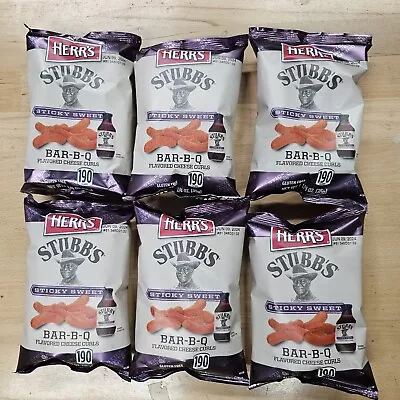 Herr's Stubbs STICKY SWEET Bar-B-Q Cheese Curls Puffs 1.25oz Bags - 6 Bags • $7.99