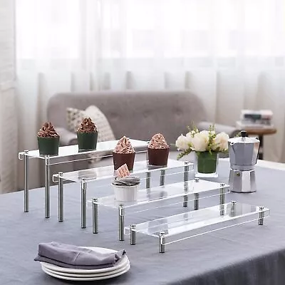 £35.57 • Buy 4-Tier Clear Acrylic Rectangular Cupcake/Dessert Riser Display Stand, Set Of 4