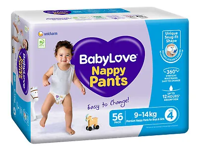 $28.99 • Buy Baby Love Nappy Pants Size 4 Toddler 9 - 14KG 56's Baby Love