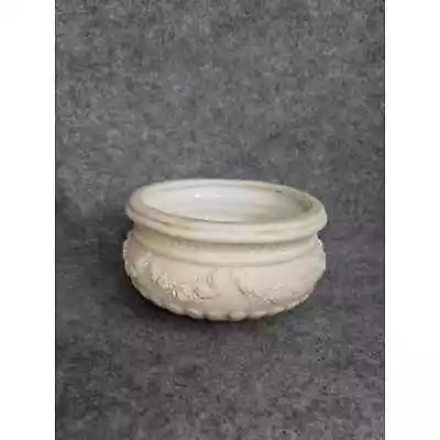 Vintage White Porcelain Ceramic Floral Embossed Planter Trinket Bowl Home Decor • $22.10