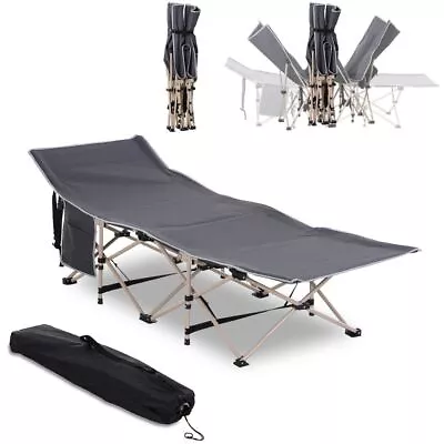 Outsunny Single Portable Outdoor Military Sleeping Bed Camping Cot Grey • £43.70