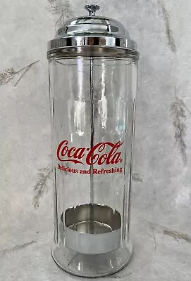 Vintage 1992 Coca Cola Straw Dispenser Glass Holder Soda Drink Diner EVC • $19.50